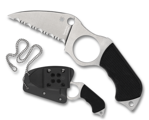 Spyderco FB14S5 Swick 5 Large Hole Serrated Fixed Blade Neck Knife LC200N Blade G10 USA Made