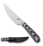 Spyderco FB46GP Bow River Hunting Knife Trailing Point Black/Gray G10 Leather Sheath