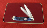 Case Trapper Navy Blue Jigged Bone Oval Flag Shield USA 2004 Collector Tin 6254 SS