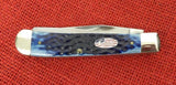 Case Trapper Navy Blue Jigged Bone Oval Flag Shield USA 2004 Collector Tin 6254 SS