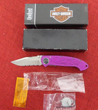 Harley Davidson HD0035PS Flaming Legend II Knife 440 CryoEdge Purple Aluminum United Cutlery