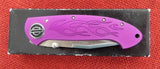 Harley Davidson HD0035PS Flaming Legend II Knife 440 CryoEdge Purple Aluminum United Cutlery