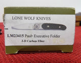 Lone Wolf Paul Knife LM23415 Paul Executive Folder 3-D Carbon Fiber New Old Stock