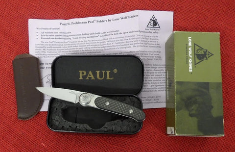 Lone Wolf Paul Knife LM23415 Paul Executive Folder 3-D Carbon Fiber New Old Stock