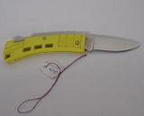 Buck 0425YW 425 MiniBuck Small Lightweight Pocket Knife Yellow Handle USA Made 1988 Lot#LT-37