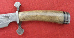 Craig Steketee Custom Stek Knife 15" Bowie Handmade Damascus Smooth Bone Handle RARE