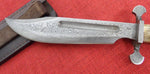 Craig Steketee Custom Stek Knife 15" Bowie Handmade Damascus Smooth Bone Handle RARE