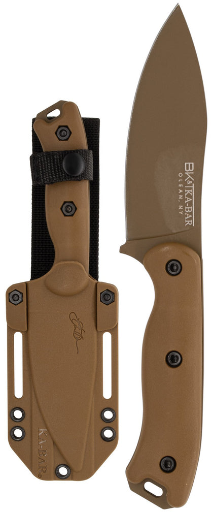 Becker Knife by Ka-Bar BK19 Nessnuk Tan 1095 Fixed Blade
