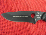 Buck 0536BKSSH 536 Open Season Black Dymalux Skinner Knife 2020 President's Tour #99/115 Hand Sigend CJ Lot#BU-115