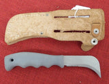 Buck 810 TLC Knife 1st Year Utility Hawkbill Knife Grey Handle w/ Leather Sheath USA 1992