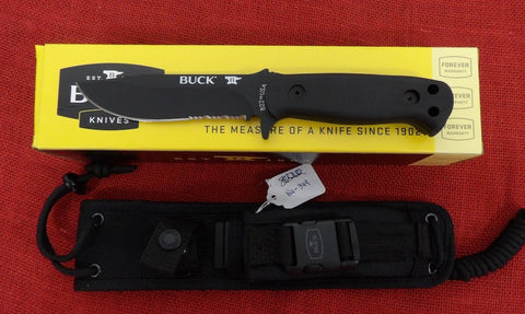 Buck 0822BKX 822 Sentry Tactical Fixed Blade Knife Black 420HC Part Serrated BU-351