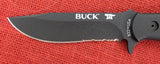 Buck 0822BKX 822 Sentry Tactical Fixed Blade Knife Black 420HC Part Serrated BU-351