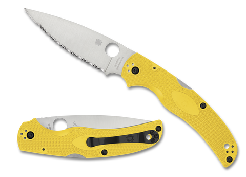 Spyderco C244SYL Native Chief Knife Salt Magnacut Lightweight Yellow FRN Lock Back Serrated Edge