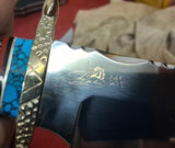 David Yellowhorse Knife DY1000-E RARE Limited Edition Bowie #146/200 Eagle Feather Torquoise Iron Wood