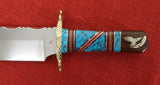 David Yellowhorse Knife DY1000-E RARE Limited Edition Bowie #146/200 Eagle Feather Torquoise Iron Wood