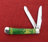 Case Trapper Knife John Deere USA 2008 6254 SS Green Bone Moline, Illinois