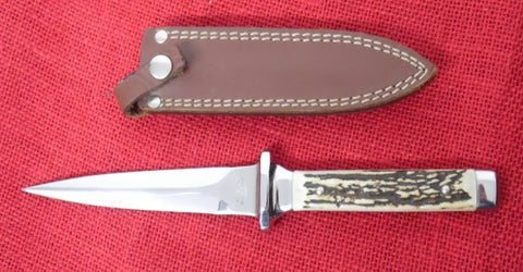 Kershaw Stag Boot Knife 1980's Double Edged Integral Dagger Mirror Polished Germany-Probably Puma