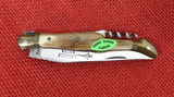Laguiole Extra Knife G David Blond Horn Corkscrew Awl Brass Bolsters