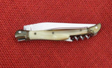 Laguiole Extra Knife G David Blond Horn Corkscrew Awl Brass Bolsters