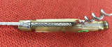Laguiole Extra Knife G David Blond Horn Corkscrew Awl Brass Bolsters