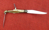 Laguiole Extra Knife G David Blond Horn Corkscrew Awl Brass Bolsters