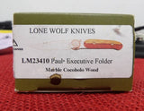 Lone Wolf Paul Knife LM23410 Executive Folder Marble Cocobolo Wood New Old Stock