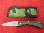 Buck 0422 422 Bucklite OD Green Cammo SheathFolding Knife Lockback USA Made 1993 Lot#LT-11