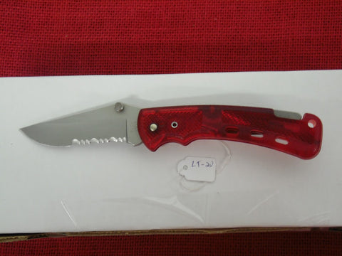 Buck 0442FX 442FX 442 Bucklite Clear Red Folding Pocket Knife Lockback USA Made 2000 Lot#LT-20