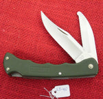 Buck 0428 428BK V52 Selector 2 Blade Bucklite Folding Knife OD Handle 1989 Clip Point and Guthook Blade Lockback USA Made Lot#LT-40