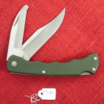 Buck 0428 428BK V52 Selector 2 Blade Bucklite Folding Knife OD Handle 1989 Clip Point and Guthook Blade Lockback USA Made Lot#LT-40