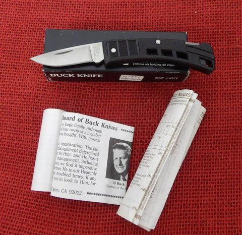 Buck 0425BK 425 MiniBuck Small Lightweight Pocket Knife Black Handle USA Made 1994 Lot#LT-53