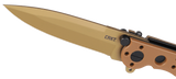 Columbia River CRKT M16-01DZ D2 Flipper Knife Kit Carson Design Spearpoint Tan GRN Handle