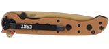 Columbia River CRKT M16-10DZ Kit Carson Design D2 Flipper Knife Veff Serrations Tan GRN