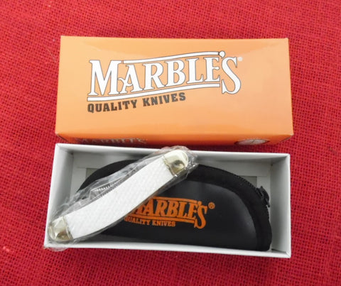 Marble's Knife MR120 Sowbelly Cut Pearl Handle Carbon Blades Zipper Storage Pouch