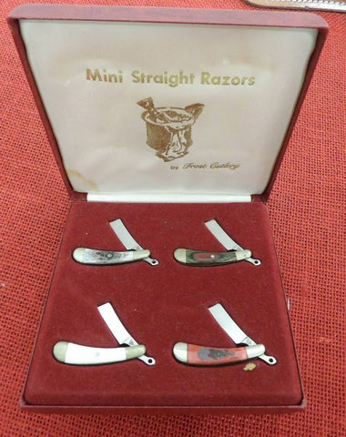 Frost Cutlery Knife Mini Straight Razor Set of 4 Japan Made 1980's in Display Case