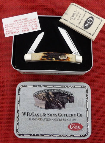 Case R52052 SS Half Congress Knife Red Stag 1997 GORGEOUS with Tin UNUSED 2 Blade