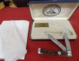 Sargent USA Queen City 1992 NKCA Knife Brown Bone Trapper Etched