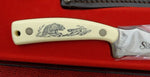 Schrade Knife SC-502 Sharpfinger Scrimshaw Knife USA 1980's Bear & Badger Fighting Lot#SC-1