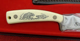 Schrade Knife SC-502 Sharpfinger Scrimshaw Knife USA 1980's Bear & Badger Fighting Lot#SC-1