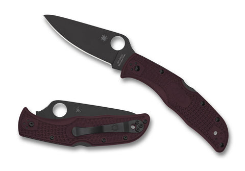 Spyderco C243BGBKP Endela Knife Black Micro Melt PD#1 Steel Burgundy FRN