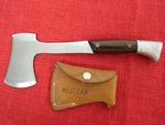 Western Knife W10 Hunter's Axe USA Made "D" 1980 Hatchet Rosewood Leather Sheath