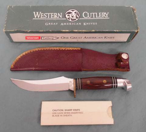 Western Knife W39 Fixed Blade "M" 1989 UNUSED in BOX w/ UNUSUAL Sheath USA