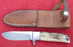 Jim Webb Early Custom Knife Taught by Uncle R.W. Stone Integral Drop Point Hunter w/ Stag Slab Handles USA