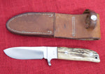 Jim Webb Early Custom Knife Taught by Uncle R.W. Stone Integral Drop Point Hunter w/ Stag Slab Handles USA