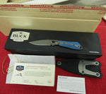 Buck 0017CFSLE 017 Thorn 2015 Limited Edition Fixed Blade Knife Blue Twill Carbon Fiber Handle Damascus Blade USA