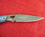 Buck 0017CFSLE 017 Thorn 2015 Limited Edition Fixed Blade Knife Blue Twill Carbon Fiber Handle Damascus Blade USA