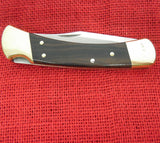 Buck 0110 110 Folding Hunter Knife Lockback USA Made 1987 Black Leather Sheath Lot#110-105