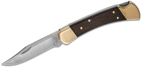 Buck 0110BRS 110 Folding Hunter Knife 420HC Ebony Wood Lockback Black Leather USA 110BRS