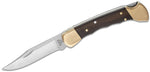 Buck 0110BRSFG 110 Folding Hunter Finger Grooved Knife Ebony Leather Sheath USA 110BRSFG