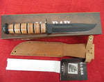 Ka-Bar Knife 1314 USSF Space Force Full Sized Plain Fixed Blade Leather Handle 1095 Blade USA